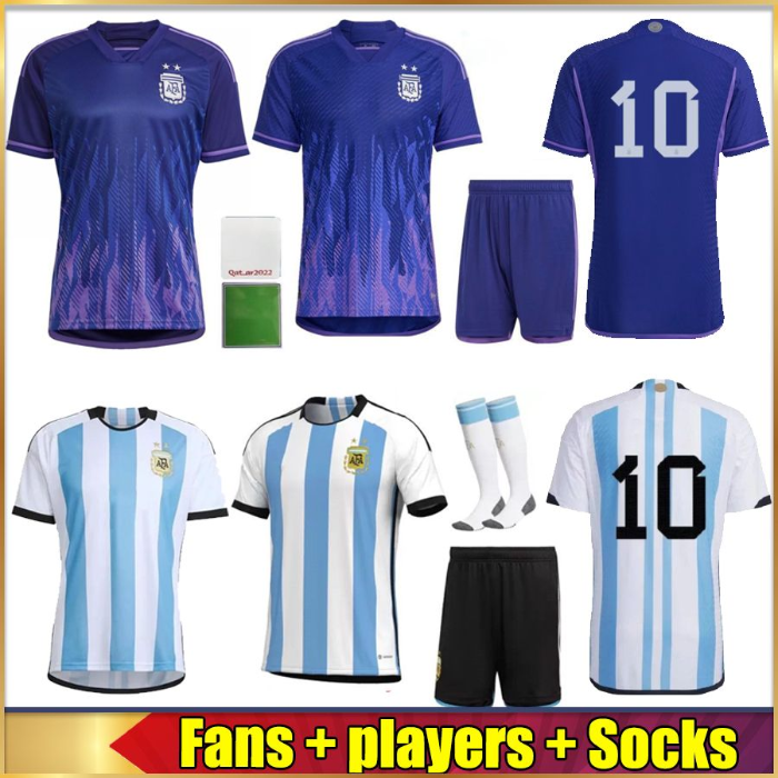 

2022 23 Argentina soccer Jersey Player Version woRLD CUp DYBALA AGUERO MARADONA DI MARIA MESSIs Camiseta Futbol 2023 Men Kids kit sets top thailand quality uniforms, Mens home