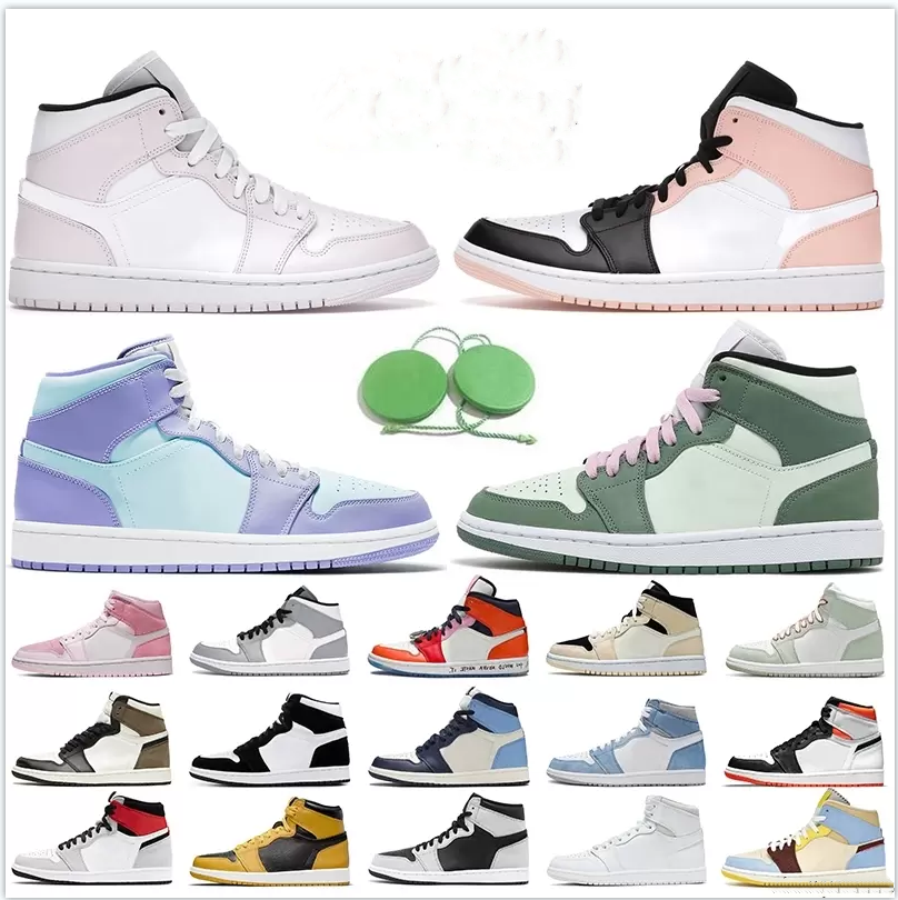 

AIR LOWs Basketball Shoes Mens Trainers Mid Barely Rose Dutch Green Crimson Tint Toe Purple Pulse White Maison Chateau Jumpman 1 1S Basketball bootsSE OG, 18