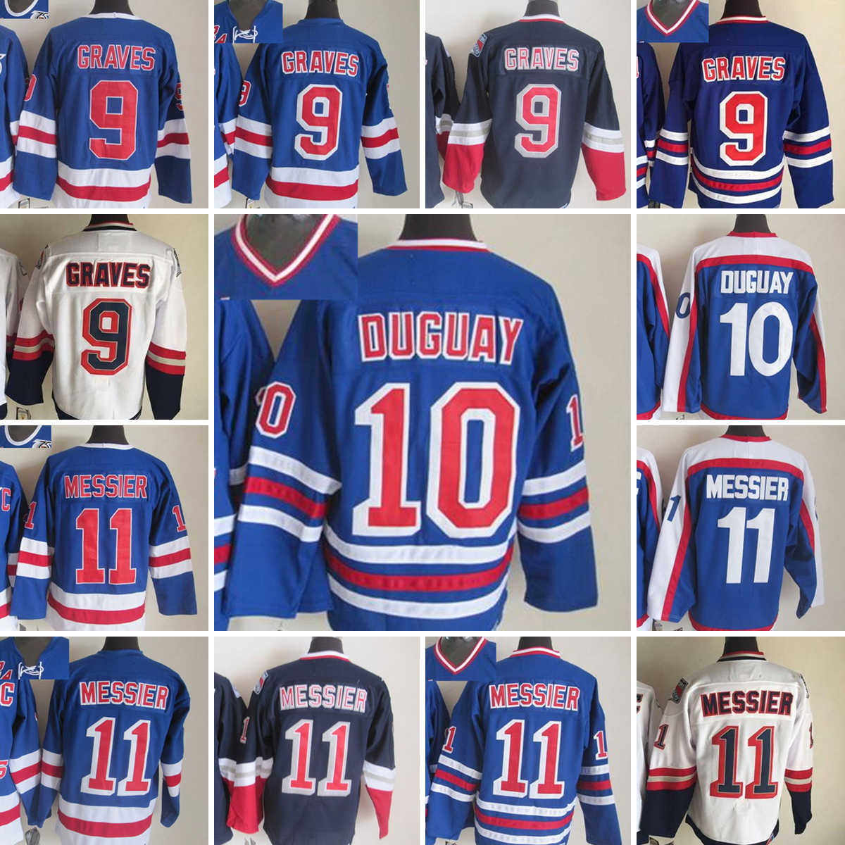 

1926-1999 Movie Retro CCM Hockey Jersey Embroidery 9 Adam Graves 10 Ron Duguay 11 Mark Messier Vintage Jerseys, Aspicture