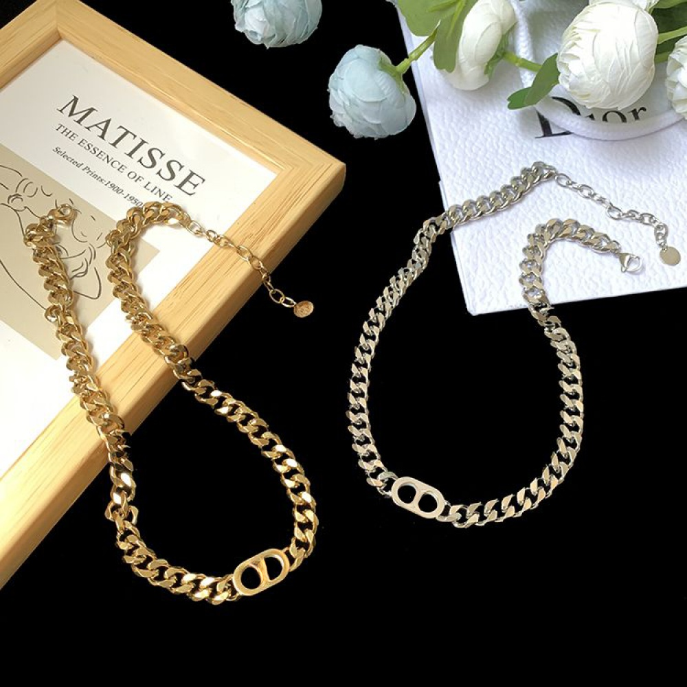 

Fashion designer necklace jewelry brass women 18k gold plated simple letter pendant luxury fashion stainless steel charm lovers gift for christmas
