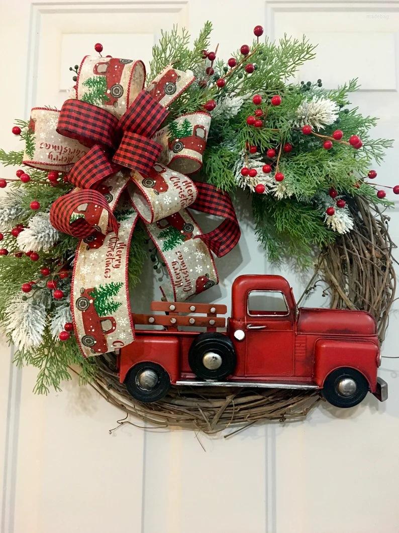 

Christmas Decorations Red Truck Wreath Decoration 2022 Product Door Hanging Farmhouse