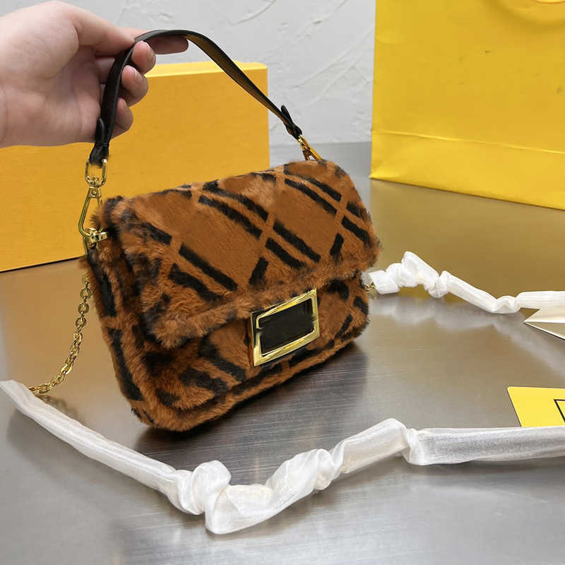 

Evening Bags Velvet Baguette Bag Flap Handbag Purse Chain Crossbody Bags Fashion letter Printed Plush Women Handbags Wallet Mini Fur Totes Magnetic Hasp, Brown