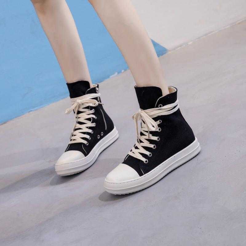 

Dress Shoes Women Sneakers Zipper Canvas Casual Shoes Woman 2021 Fashion Women Black Sneakers 44 Chaussure Femme Spring Ladies Shoe T221012