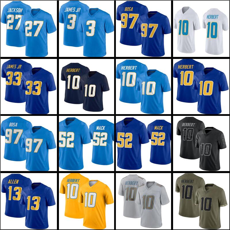 

10 Justin Herbert Jersey Derwin James Jr Khalil Mack Football Austin Ekeler Joey Bosa JC Jackson Mike Williams Asante Samuel Los Angeles Chargers Quentin Johnston, Women jersey