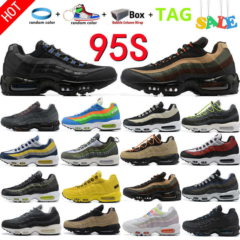 

New 95 Men Running Shoes 95S Triple Black White Neon 95 Khaki Total Orange Light Royal Blue Dark Army Red Green Grey Cork Hombre Chaussure, No.2