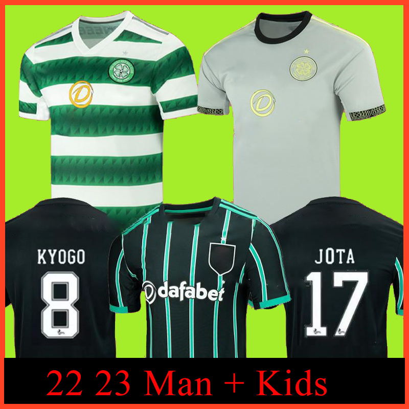 22 23 Jersey de football celtique Starfelt Carter-vickers Kyogo Jota Ajet 2022 2023 MENS KIDS Abada McGregor Turnbull Troisi│me b←b← Junior Footb