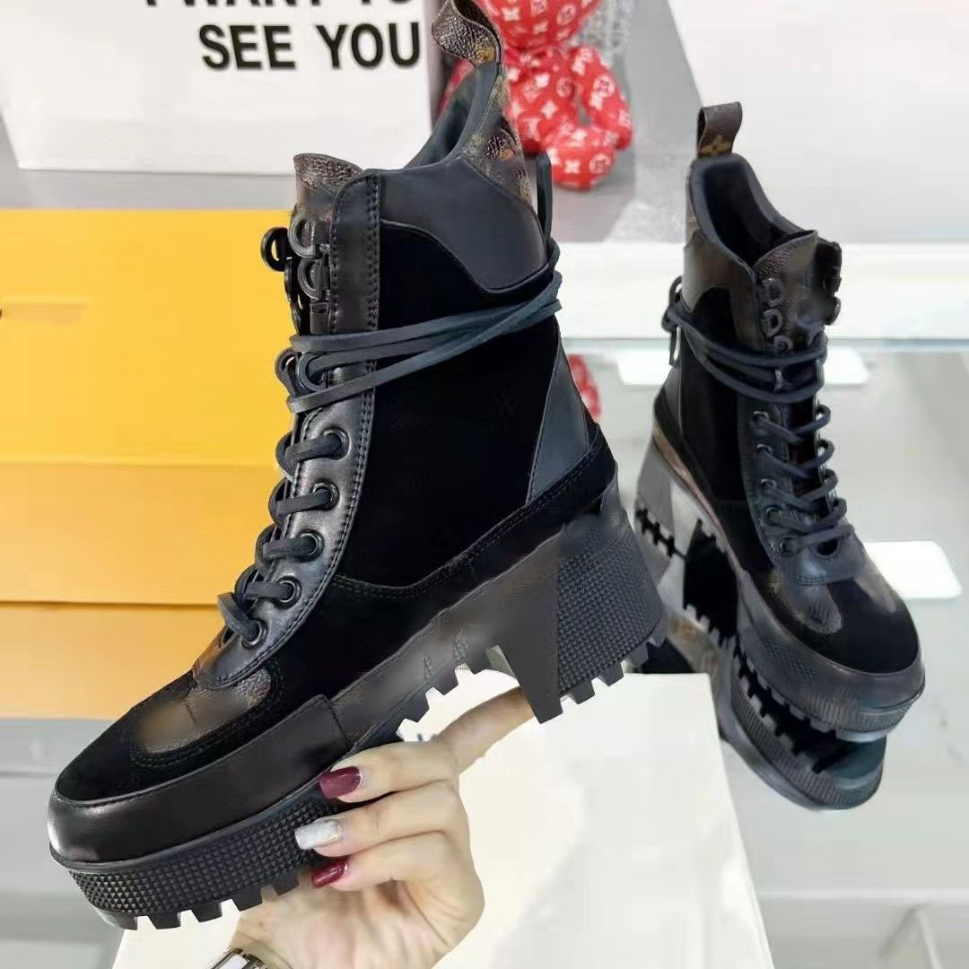 

Martin Boots Short Boots Desert Luxury Designer Women 'S Thick Sole Fashion Versatile Casual Colorblock Outdoor Winter Lace Up Autumn And Size 35-42, Green