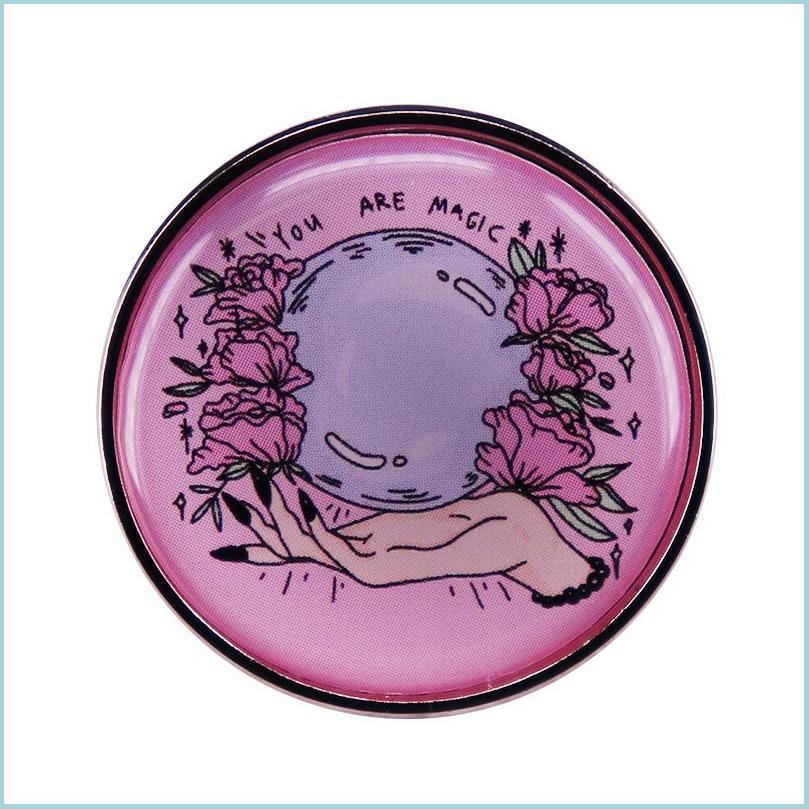 

Pins Brooches You Are Magic Enamel Pin Boho Occt Magical Witch Hand Psychic Crystal Ball Brooch Badge Drop Delivery 2022 Jewelry Dhpga