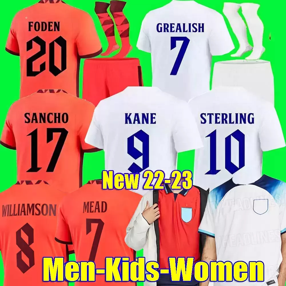 

2021 2022 2023 MEAD soccer jersey KANE STERLING RASHFORD SANCHO GREALISH MOUNT FODEN SAKA 22 23 national eNGLanDS football shirt women men kids kit sets, 2022 world cup men home