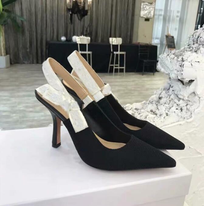 

Bowknot High Heels Sandals Brand Letter Embroidery Designer Women Pumps 6.5cm Slingbacks Ladies Patent Leather Dress Single Shoes 34-42 with Box, 6.5cm heel