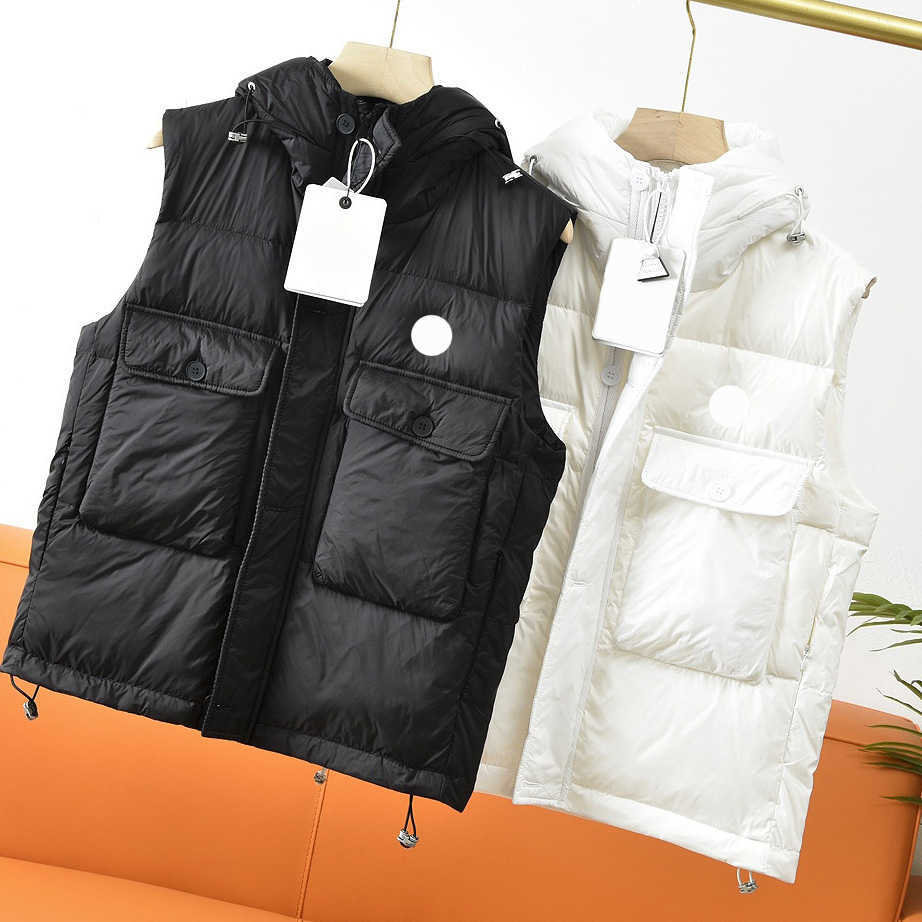 

Designer monclair Men's Cardamine Down Vest French Ladies Hooded Winter Jacket Embroidered Badge Warm Coat Jacket Full Label szie, Black
