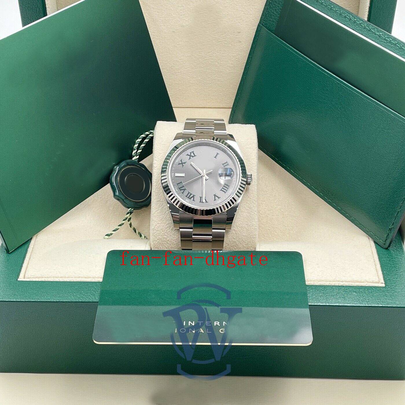 

With Box Papers high-quality Watch New Version 41mm Wimbledon Fluted WG Bezel 126334 41mm Slate Grey Green Mechanical Automatic Men watch