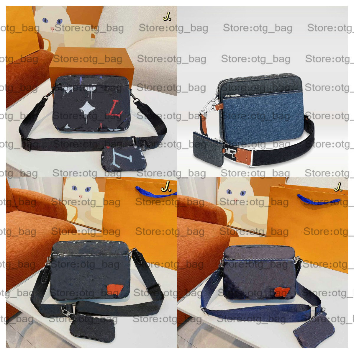 

Trio Bag Leather Men Messenger 3 pcs Set Bag Fall in love Districts Damier Spray Luxurys Designers Crossbody Shoulder Bags Handle Purse Wallets M69443 M45320 M46340, Customize