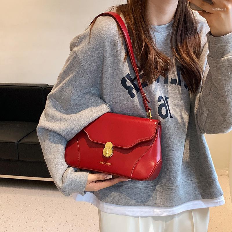 

Evening Bags Autumn Handbag Simple Fashion Shoulder Bag Vintage Crossbody Lock Purses And Handbags Designer Luxury, Black