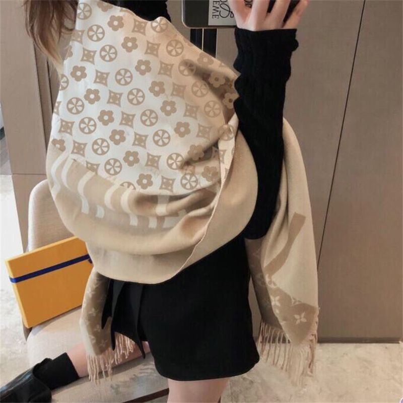 

Women's Cashmere Scarf men's and women's same letter scarf large shawl warm thickened wool 70cm x 180cm