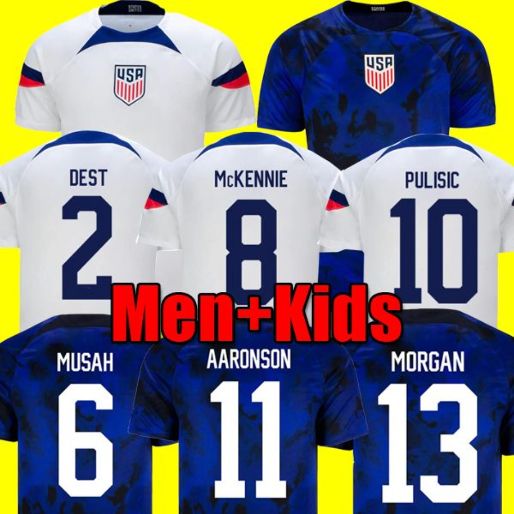 

PULISIC DEST McKENNIE world cup Soccer Jersey Thailand 2022 AARONSON MUSAH usAS MORGAN RAPINOE WEAH America Football Shirt United States, Men home patch