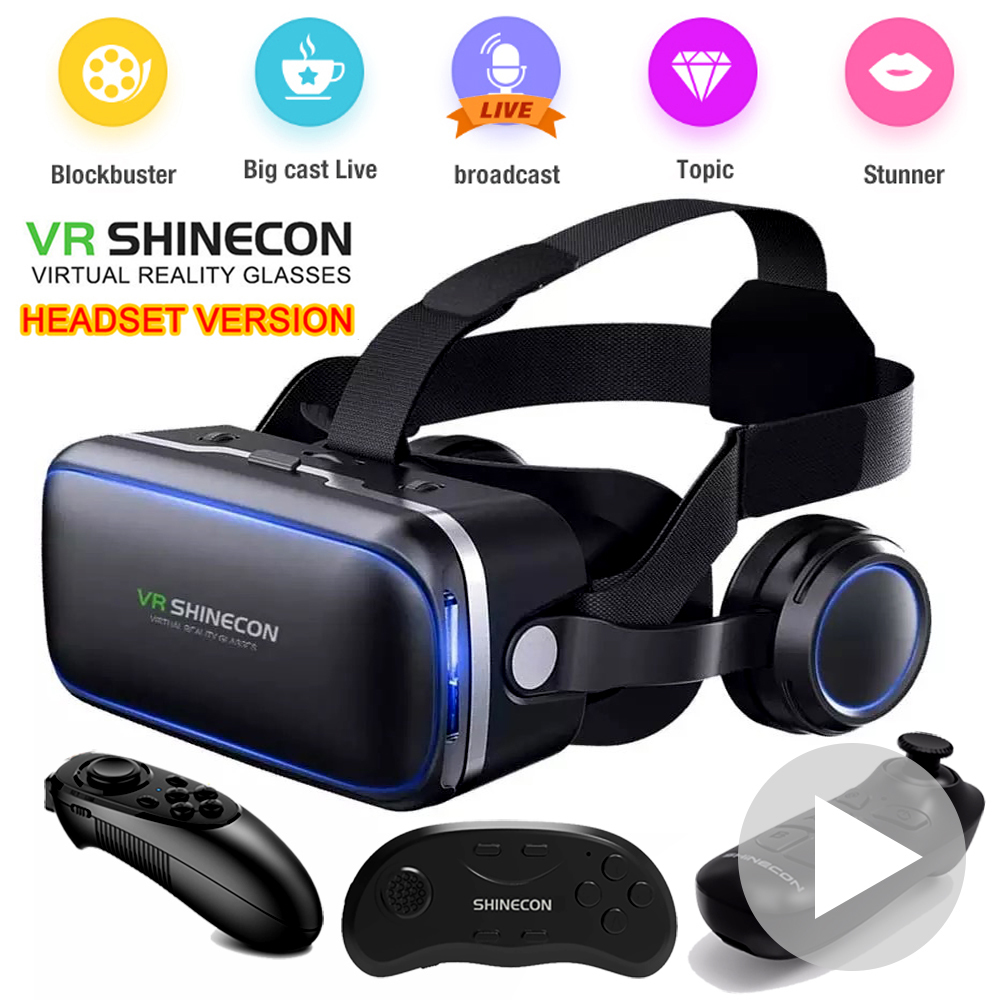 

VR/AR Devices Original Shinecon 6.0 Virtual Reality Smart 3D Glasses Helmet Headset with Remote Control Video Game 221014