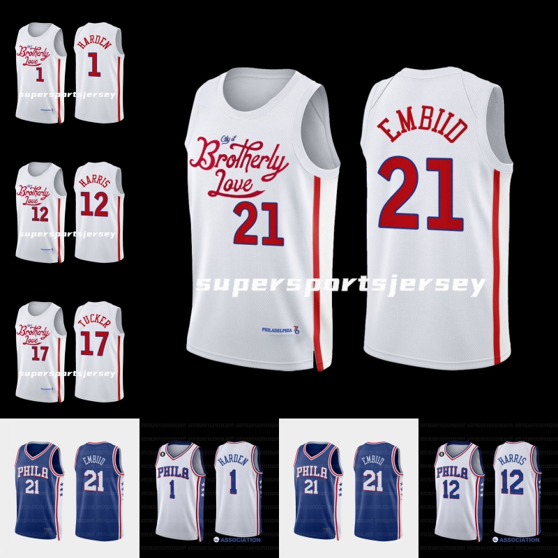 

''76ers" 2022 -23 Brotherly Love CITY Basketball Jerseys Tobias 12 Harris Joel21 Embiid James 1Harden P.J. sixer Retro Sports Philadelphia 64i1# 17Tucker 0Maxey, White