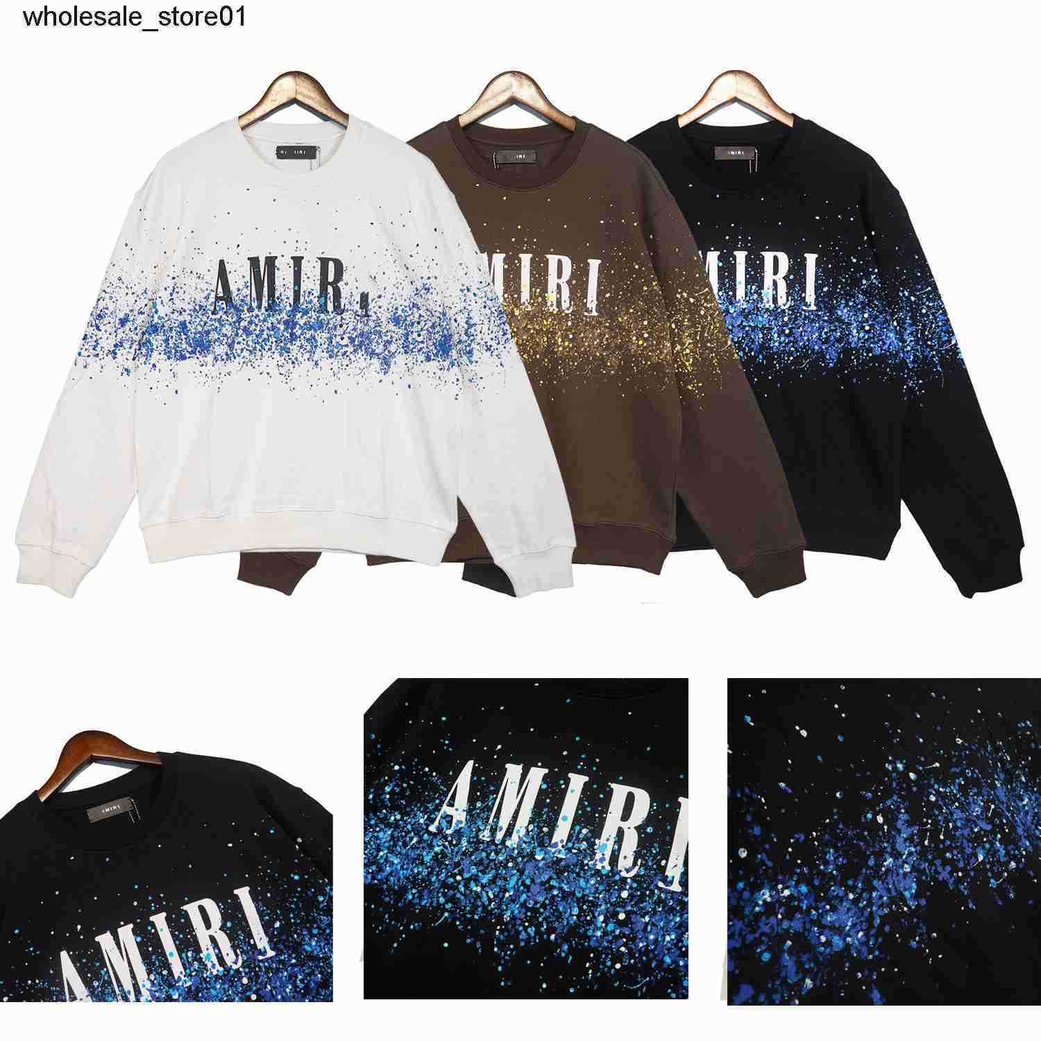 

Men' Hoodies designer Sweatshirts winter amirs round neck sweater sky star Pullover fashion brand Street wear long sleeve Streetwear hoodie, Coffee