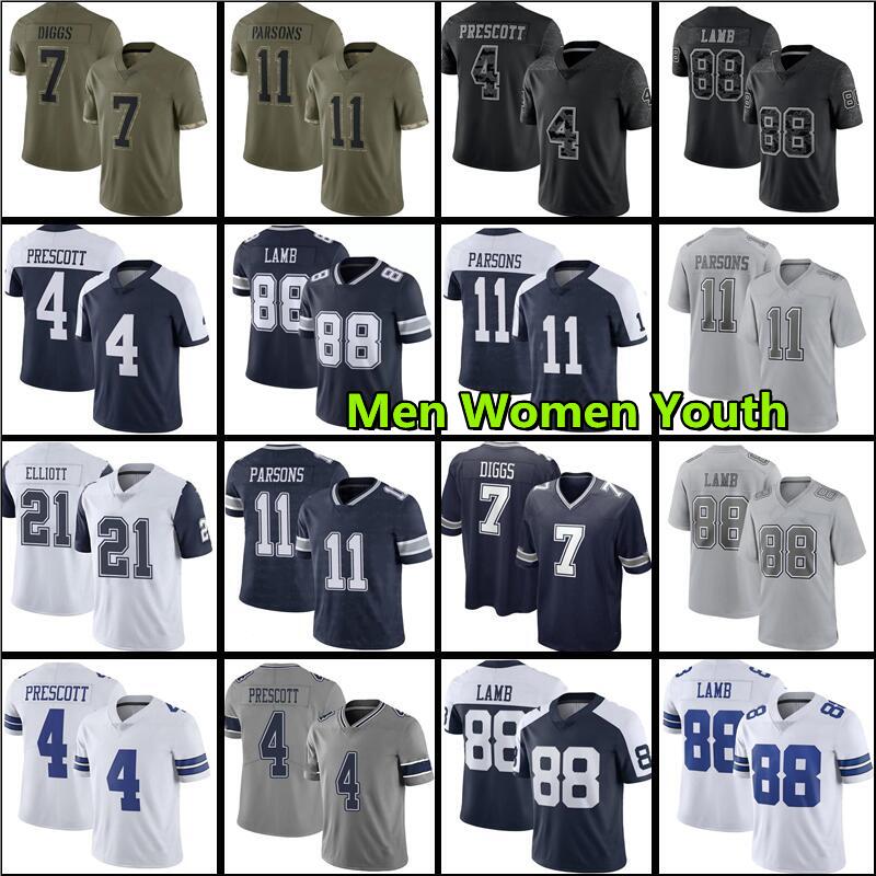 

11 Micah Parsons Football 88 CeeDee Lamb Jersey 7 Trevon Diggs DeMarcus Lawrence Vander Esch Cowboyes 20 Tony Pollard 4 Dak Prescott Mazi Smith 3 Brandin Cooks, Men jersey