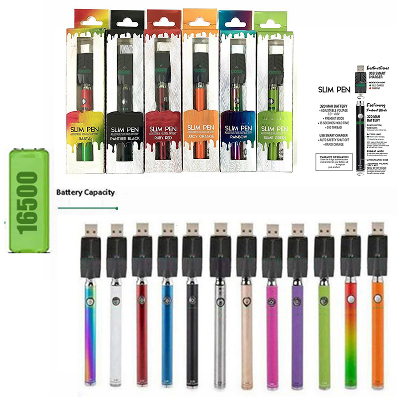 

17350 battery OOZE Twist Preheat Slim pen 320mah Charger Kit variable voltage preheating Bud Touch 510 thread Vape Pen Cartridge Vaporizer