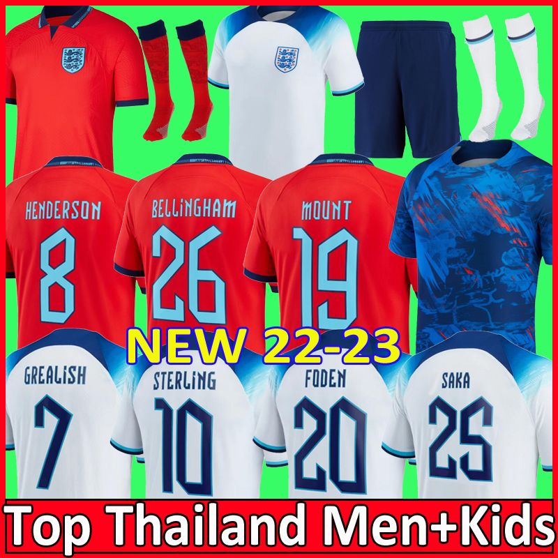 

2022 2023 STERLING soccer jersey KANE RASHFORD SANCHO GREALISH MOUNT FODEN EnglandS HENDERSON SAKA 22 23 national football top shirt men kids kit sets Uniforms, Kids 23 away