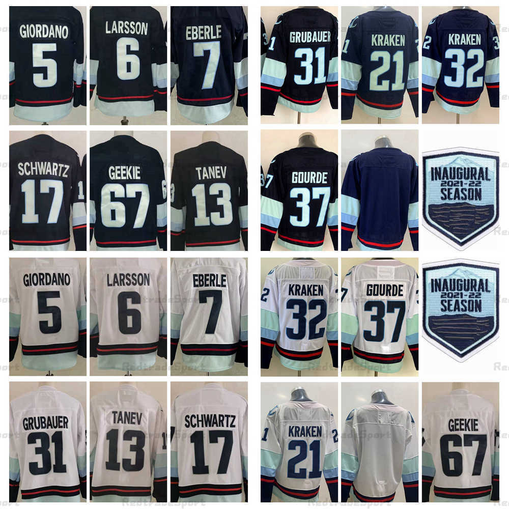 

Jersey Hockey''Nhl''Jerseys 21 32 5 Mark Giordano 7 Eberle 17 Jaden Schwartz Brandon Tanev 37 Yanni Gourde Philipp Grubauer 6 Adam Larsson, Blue inaugural