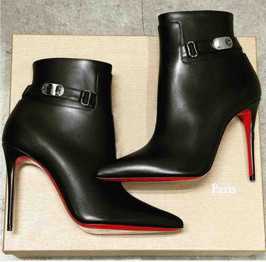 

Luxury designer pump Women ankle boots brand reds sole boots high heels Lady booties Lock Botta kates black genuine leather red botto, 11