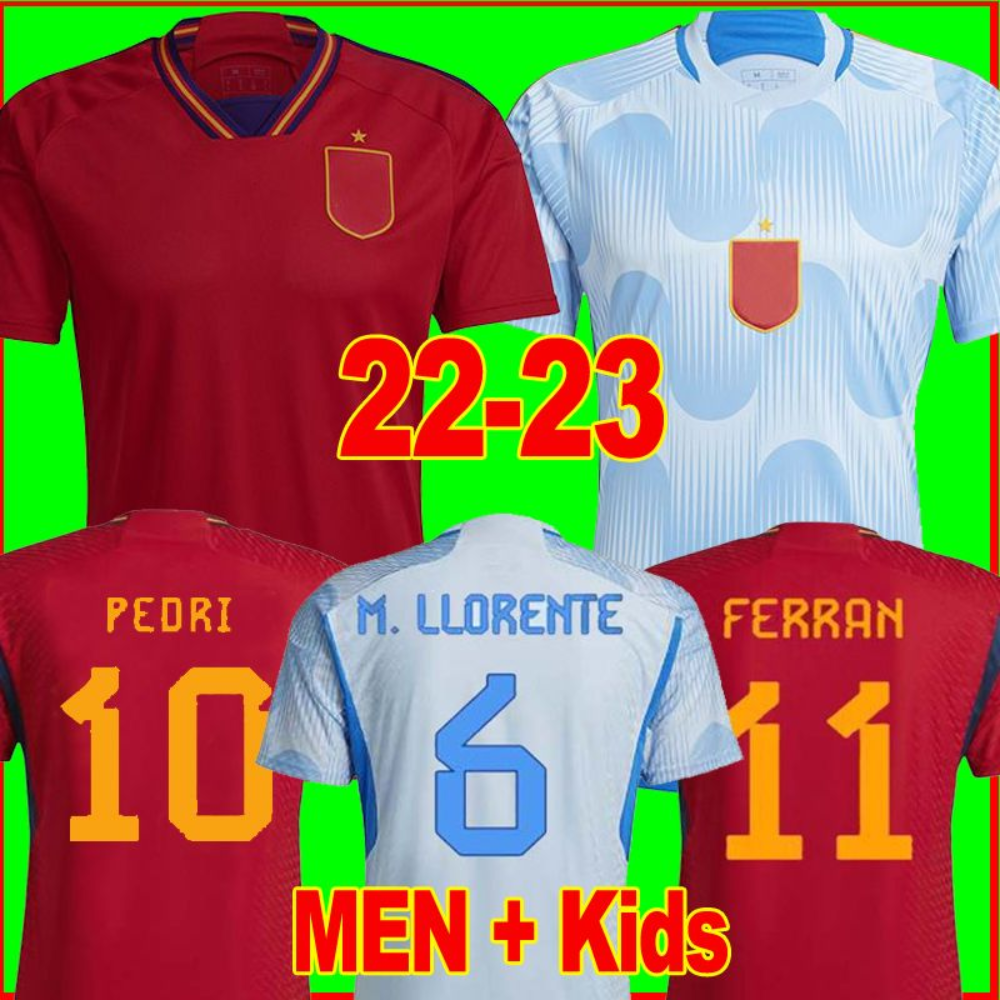 

2022 Spain soccer jersey Camiseta Espana 2023 MORATA RODRIGO TORRES PEDRI world Cup 22 23 RAMOS THIAGO INIESTA ALBA football shirt men kids kit uniforms thailand, 22-23 away kids