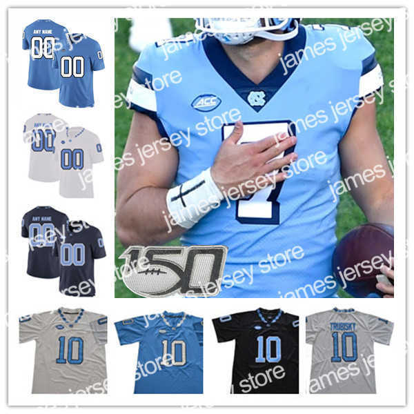 

College Hockey Wears North Carolina Tar Heels UNC College Football Jerseys Drake Maye Omarion Hampton Sam Howell Caleb Hood George Pettaway Paysour J.J. Jones, Blue with 150