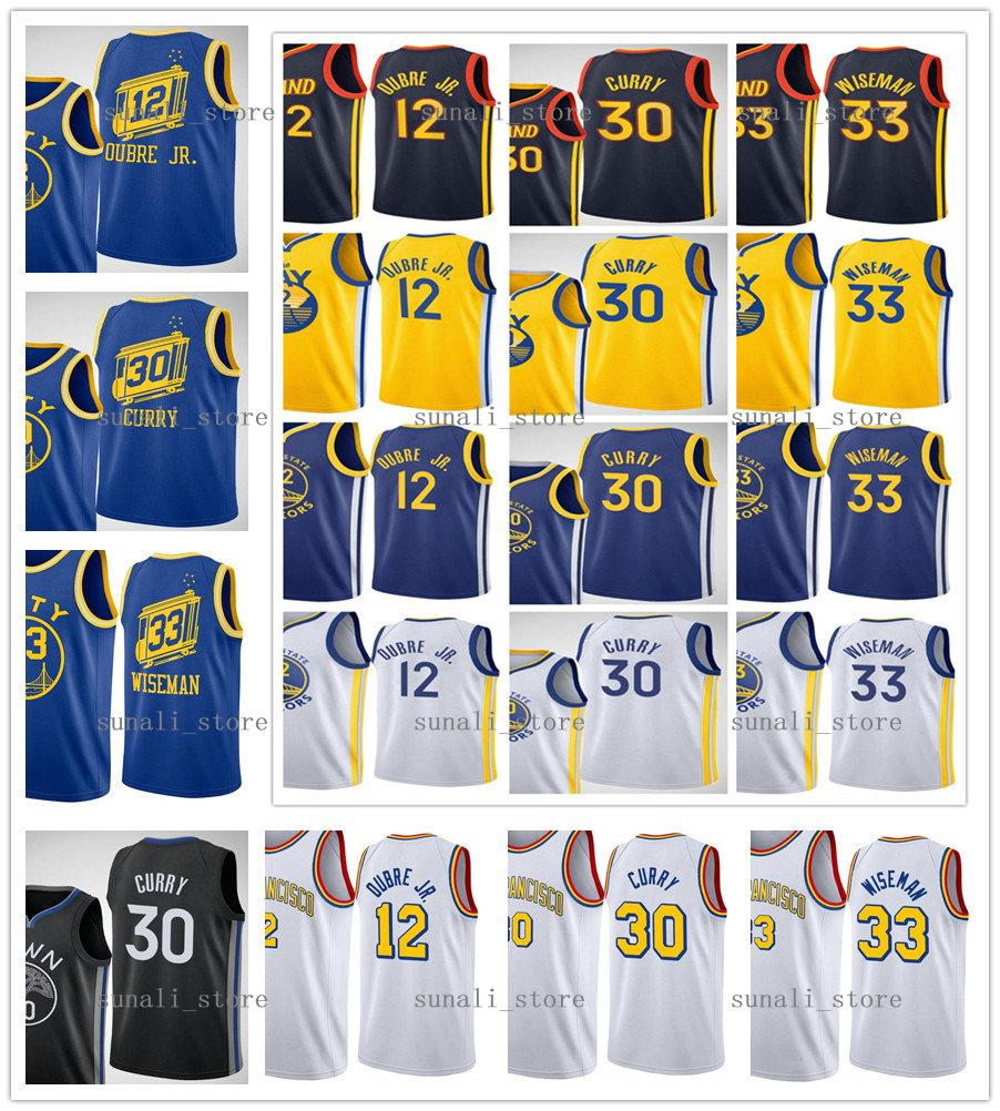 

College wear 2020-21 New Men Women Kids Youth Kelly 12 Oubre Jr. James 33 Wiseman Stephen 30 Curry Jerseys Basketball City Navy Black Yellow, Blue