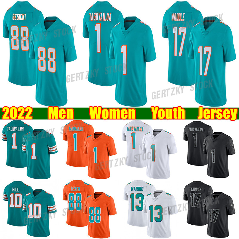 

1 Tua Tagovailoa 10 Tyreek Hill Football Jersey Dan Marino Xavien Howard Jaylen Waddle Teddy Bridgewater Mike Gesicki Jevon Holland Jaelan Phillips jerseys, Green youth