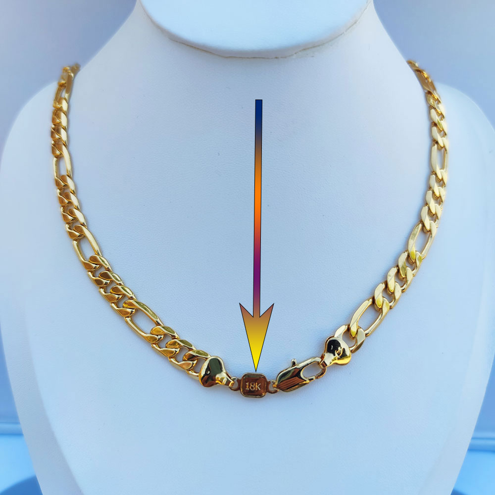 

Mens Gold Color Figaro Chain & Link Chain for Women 8MM Wide Necklace Male Fashion Hip Hop Jewelry 18k 585