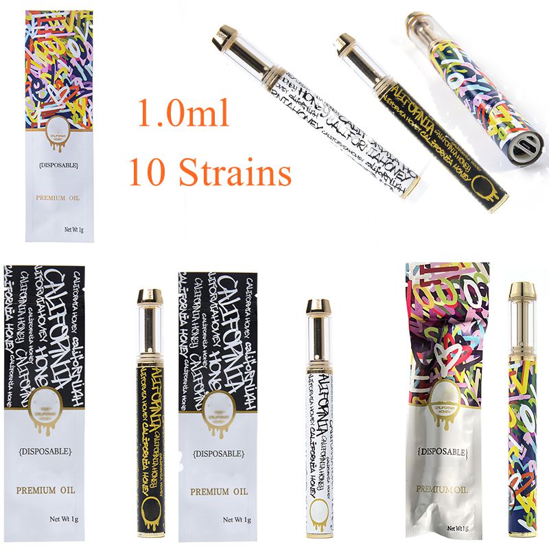 

California Honey Rechargeable Empty Electronic Cigarettes 1ML Oil Capacity 530mAh Battery Empty Device Pods Disposable Vape Pens Vaporizer 10 Strains