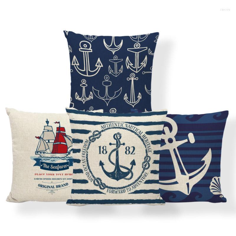 

Pillow Nautical Anchor Rudder Ocean Lighthouse Cover Boho Family For Living Room Dakimakura 45X45Cm Burlap Custom, 13
