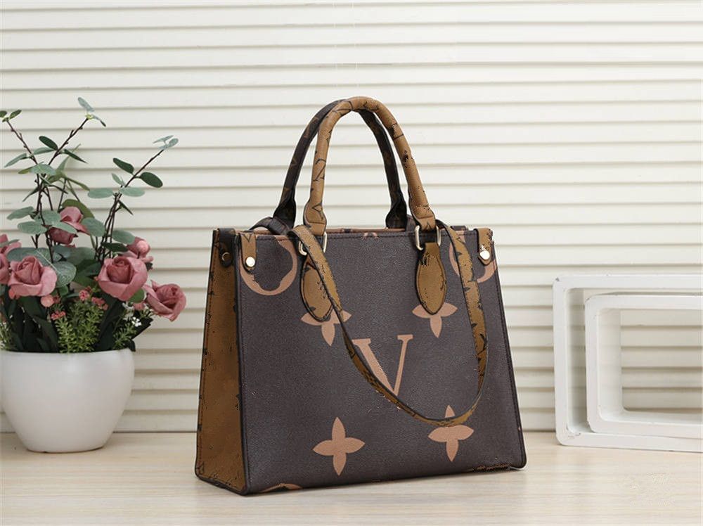 

Fashion Designer Bag Luxurys Onthego MM Women Bags Handbag Messenger Ladies Shoulder Leather Diamond Evening Tote Bag Womens Handbags Cross body Purse On the go 18, Brown