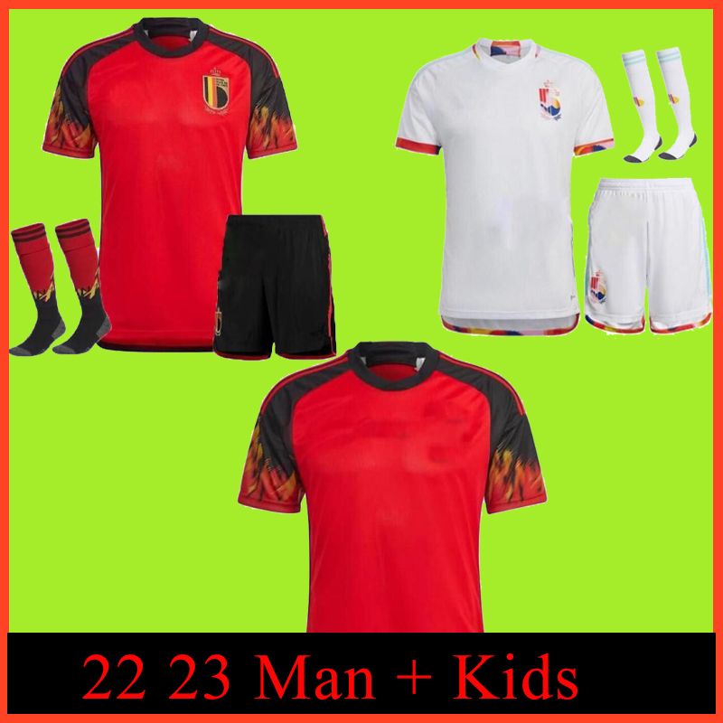 21 fans et joueur Belgique 2022 Jerseys de soccer Team de Bruyne Hazard Courtois Lukaku Tielemans Doku 22 23 Batshuayi Kevin Men Kids Football Sh