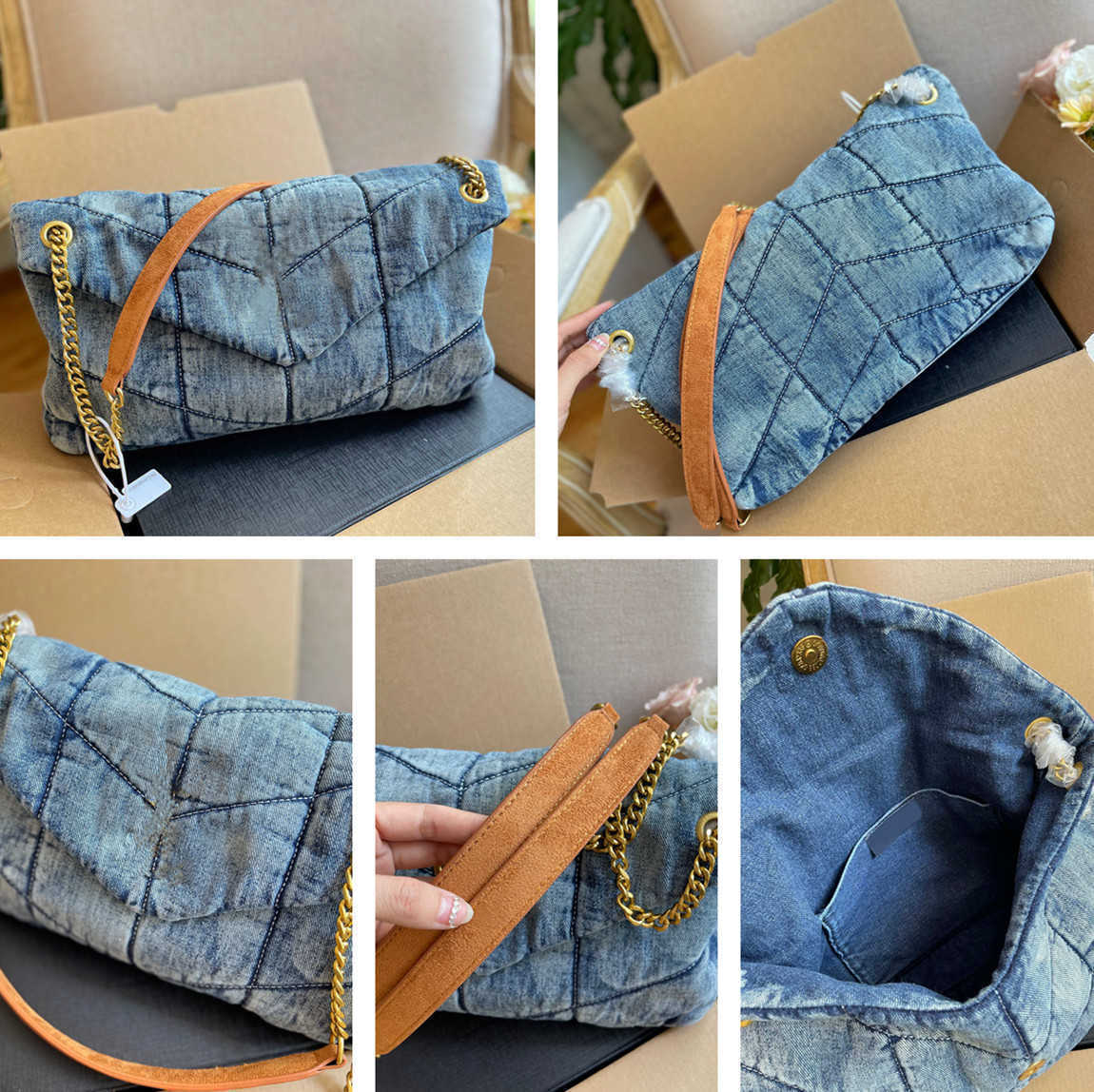 

Top YSLitys Denim Blue Women Shoulder Crossbody Bag Designers Brand Handbags Classic Envelope Messenger Bag Lambskin Lady Flap Purses Wallet 3724-577475, Customize