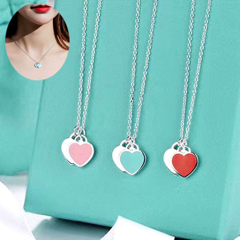 

Designer Blue Pendants Luxury Heart Pendant Necklace Colorfast Silver Jewelry Valentine Day Christmas Gift Necklaces For Girlfriend TPENDANTSBLUEF