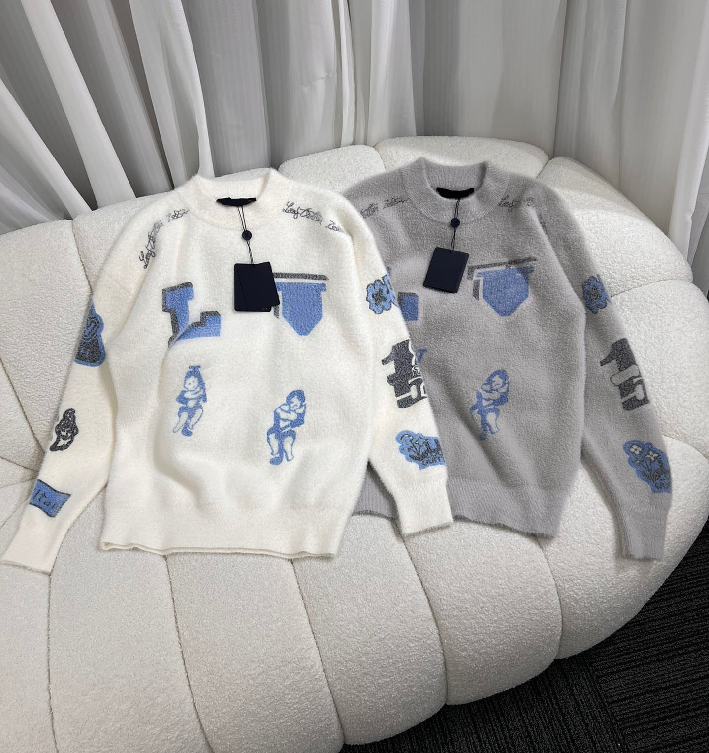 

Men's Plus Size Sweaters hoodies in autumn / winter 2022acquard knitting machine e Custom jnlarged detail crew neck cotton hGFE5SY, Gray