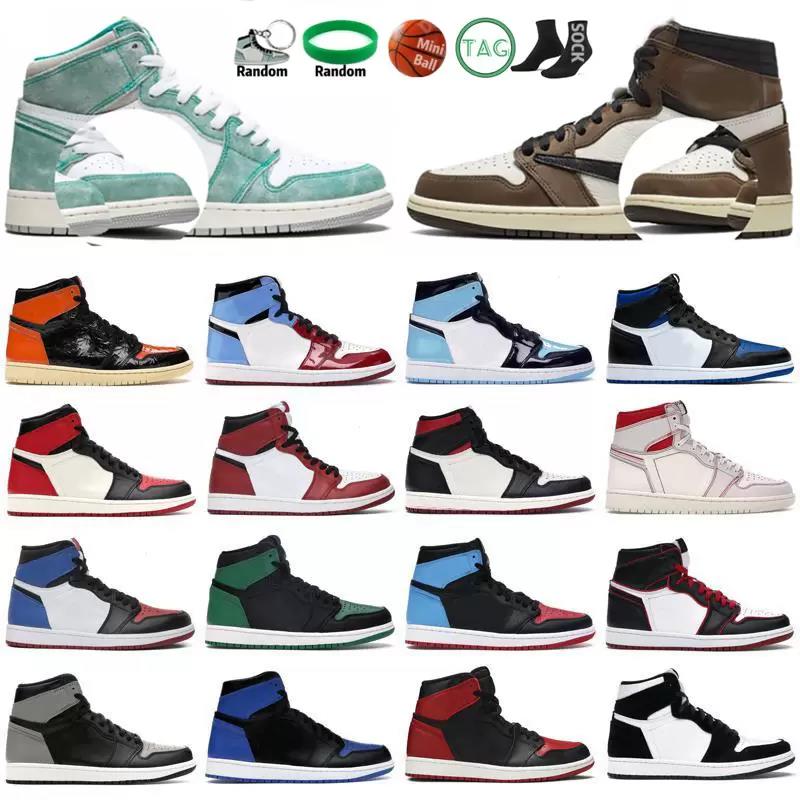

1 1s Basketball Shoes Jumpman Sneakers Men Women Mochas Black Toe White Grey Cactus Jack Mystic Green Trainers Outdoor Sports Sneaker, 001