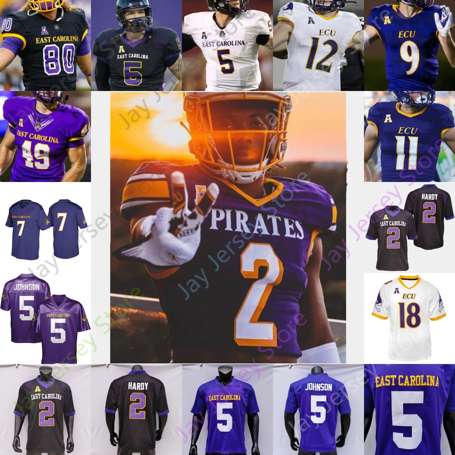 

2022 Custom East Carolina Pirates ECU Football Jersey NCAA College Holton Ahlers C.J. Johnson Shane Calhoun Isaiah Winstead Johnson Mitchell Harris Jones, Purple vi