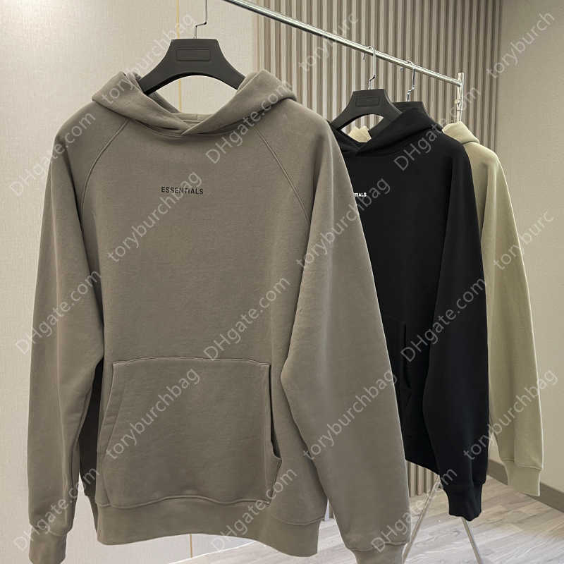 Men ESSENTIALS Sweatshirt Fashion Reflective Small Letter 100% Cotton High Quality Hip Hop Loose Unisex Hoodie