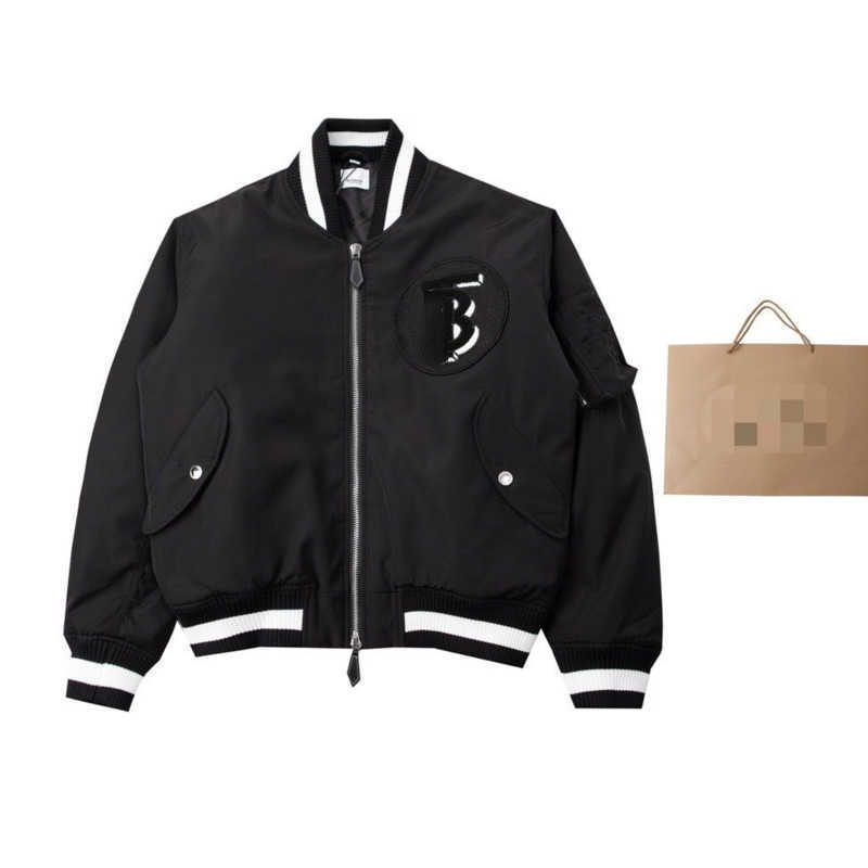 

Luxury mens jacket burb designer baseball jackets tb 3d embroidered zippered cardigan coat men women winter warm sportswear, Black
