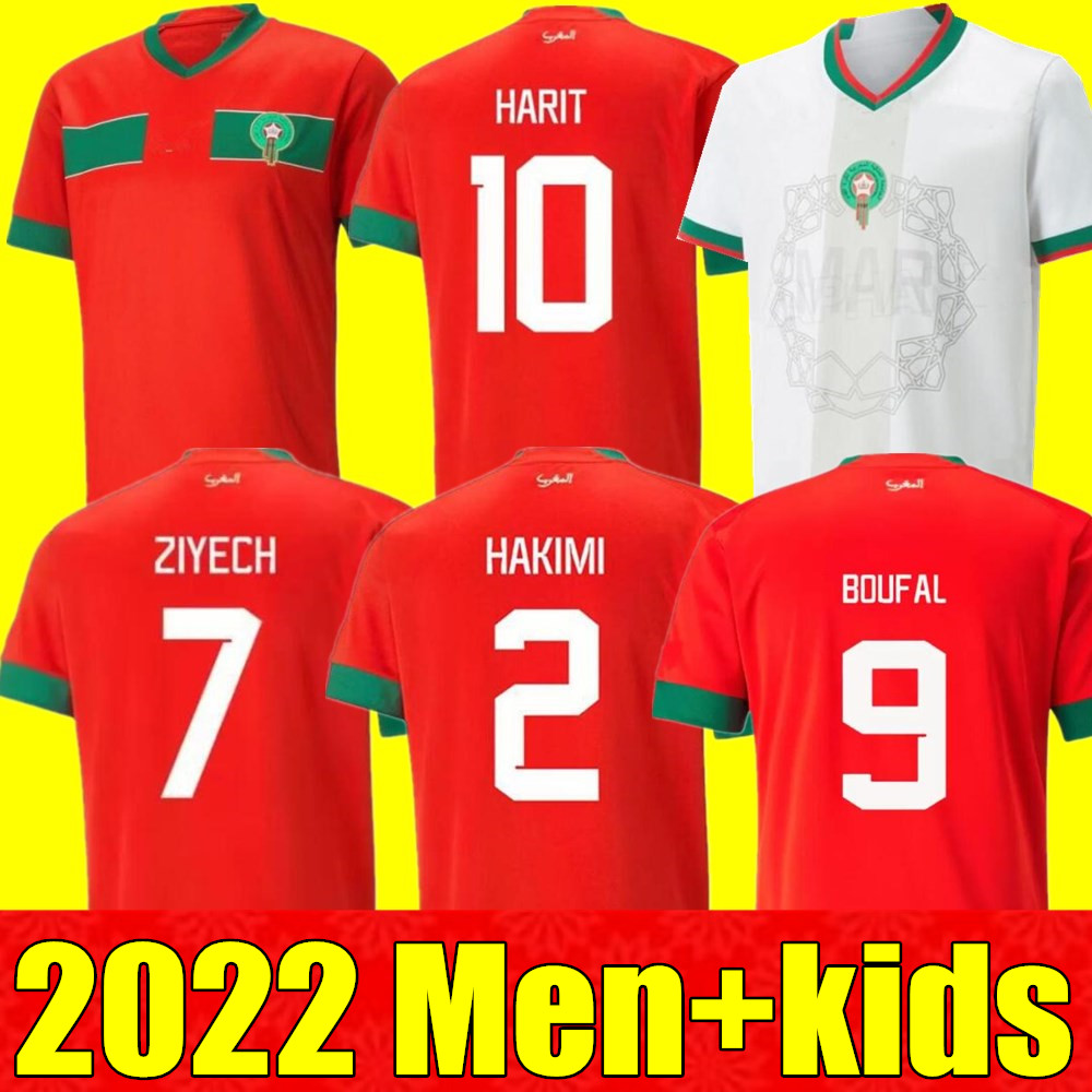 

New 2022 Morocco soccer jerseys home away 22/23 maillot de foot Ziyech Boufal FAJR Munir Ait Bennasser Amrabat football shirts