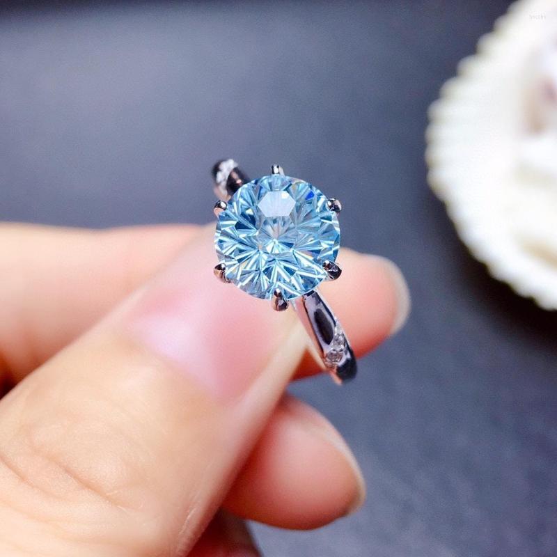 

Wedding Rings 2022 Est Unique Dazzling Fireworks Cut Genuine Natural Sky Blue Topaz Ring For Women Romantic Gift Fine Jewelry Accessories