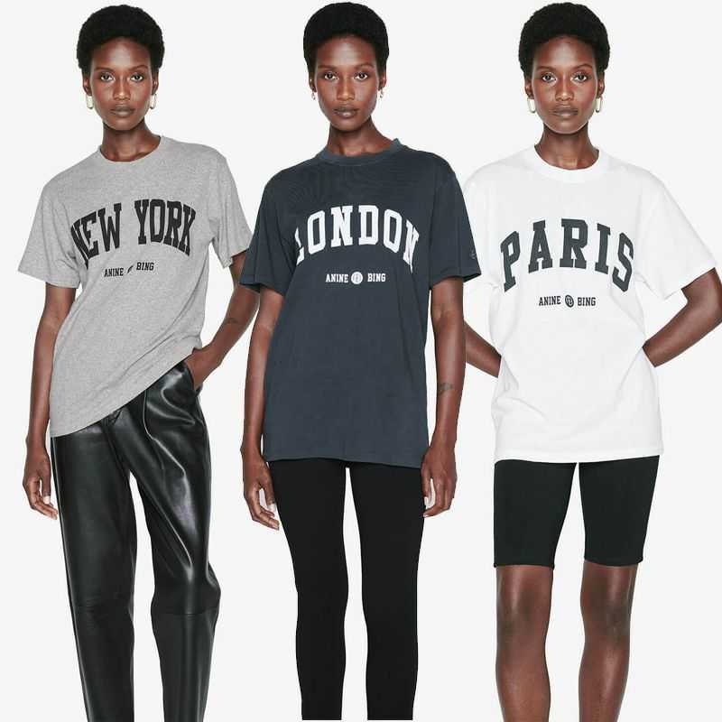 

Anine Bing 2023 Women Designer T-shirt Classic Letter Print Sleeve Embroidery Cotton Short Sleeve T-shirt Tees Tops High Quality AAAA, New york flower ash