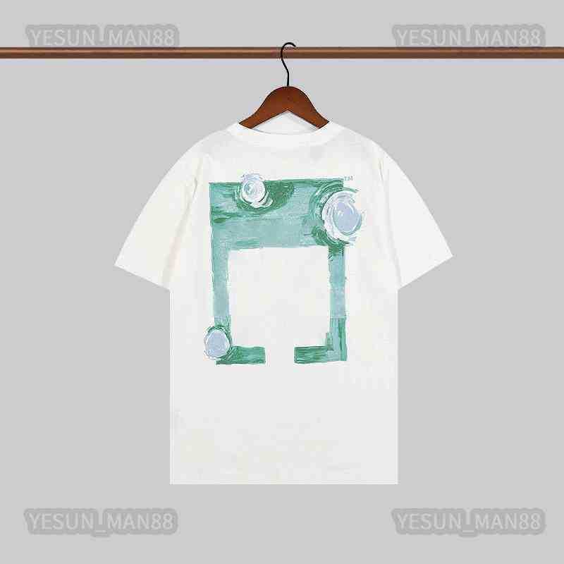 

Designer Luxury Spring Summer Off Classic Green Graffiti Printed T Shirt Fashion Mens And Womens Couple Short Sleeves White Black Tee