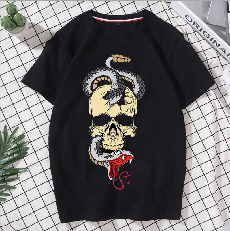 T-shirt lettre de créateur impression pur coton col rond manches courtes noir et blanc silencieux espace profond skateboard maillot de corps pira