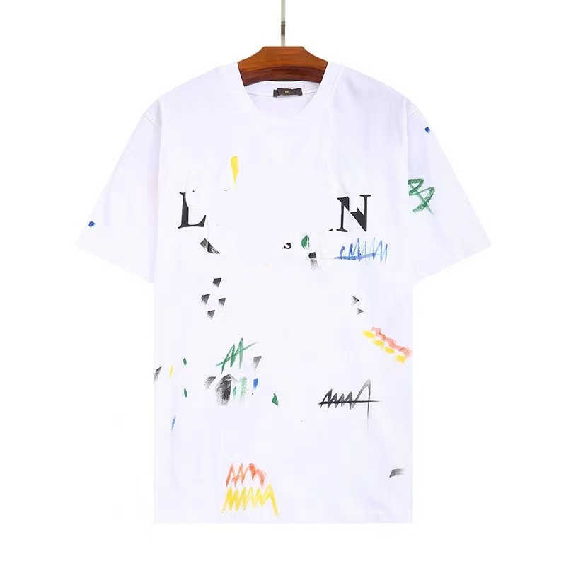 

High Streets LN And GD Branded Men' T Shirts Overlapping Lettered Printed Women' Short Sleeve T-shirt Trend